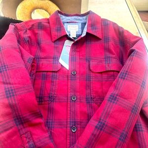 L.L.Bean slightly fitted red insulated flannel, long sleeve, brand new with tag